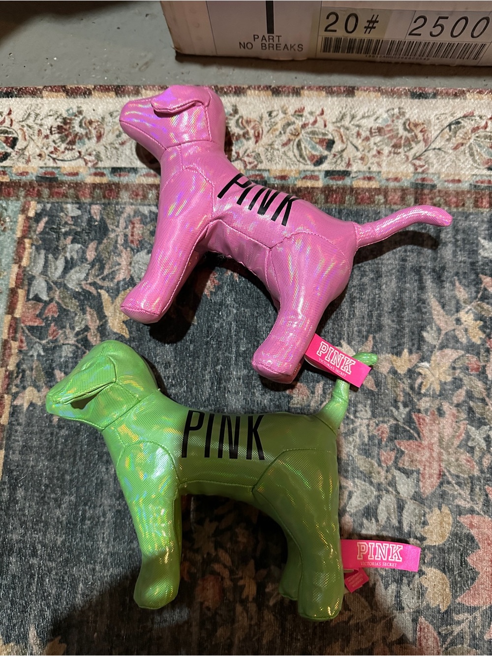 PINK Puppy Dog Bag Charm Duo in Holographic Pink & Green - Picture 4 of 5